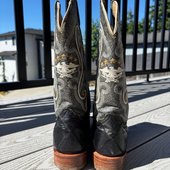 El General 1901 Western Cowboy Outdoor Rodeo Boots Black Leather Men's Size 7 - Picture 8 of 11